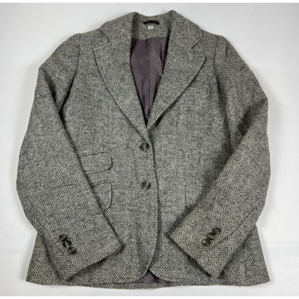 Vintage P.B.D. International Women 8 Wool Blazer Grey Herringbone